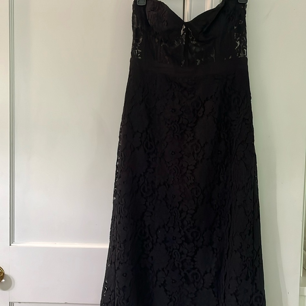 Fame and Partners strapless lace gown